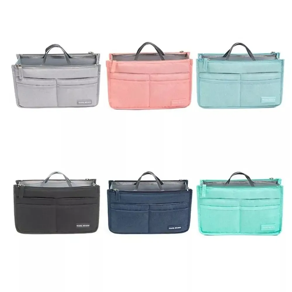 trousse de toilette de voyage portable en polyester, grande capacité, double fermeture éclair, sac cosmétique, organisateur de sac, sac d'insertion étanche