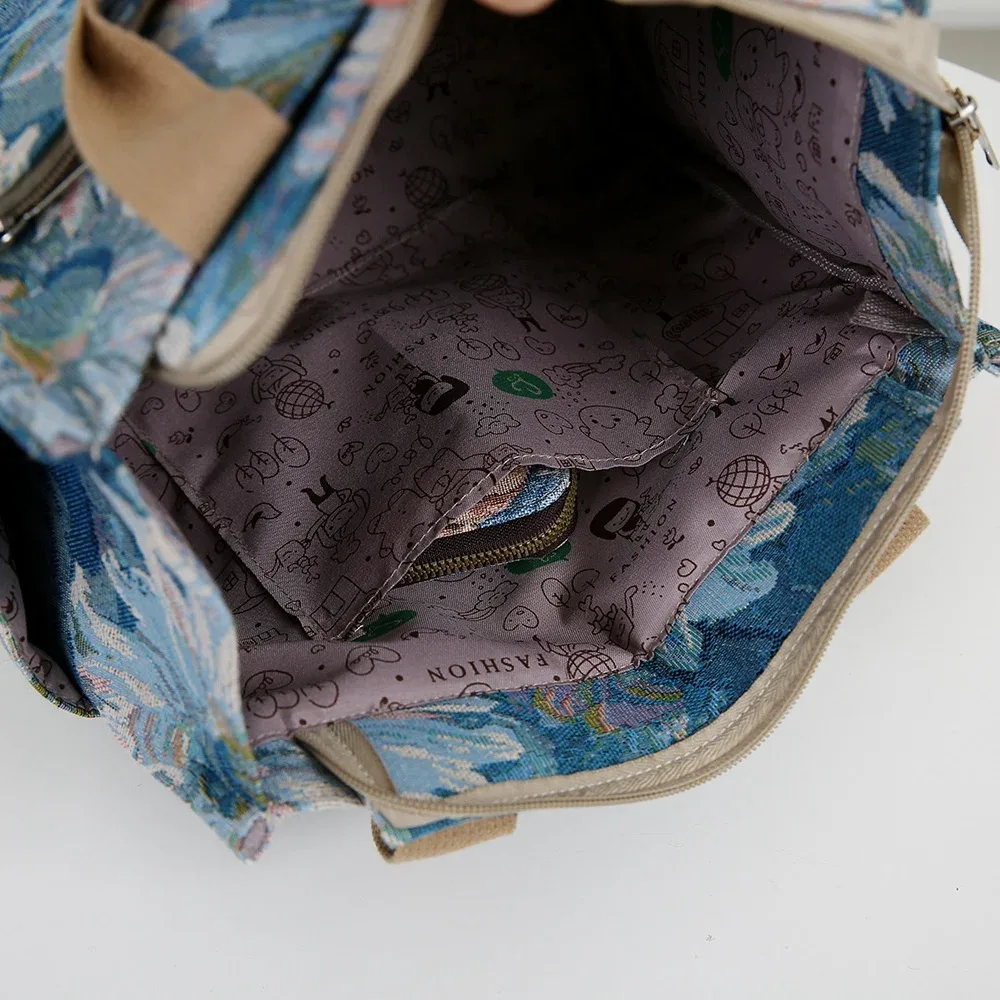 nouveau sac à main en tissu épais de grande capacité, sac fourre-tout, sac de shopping, sac polyvalent, sac à lunch, sac bento, motif floral