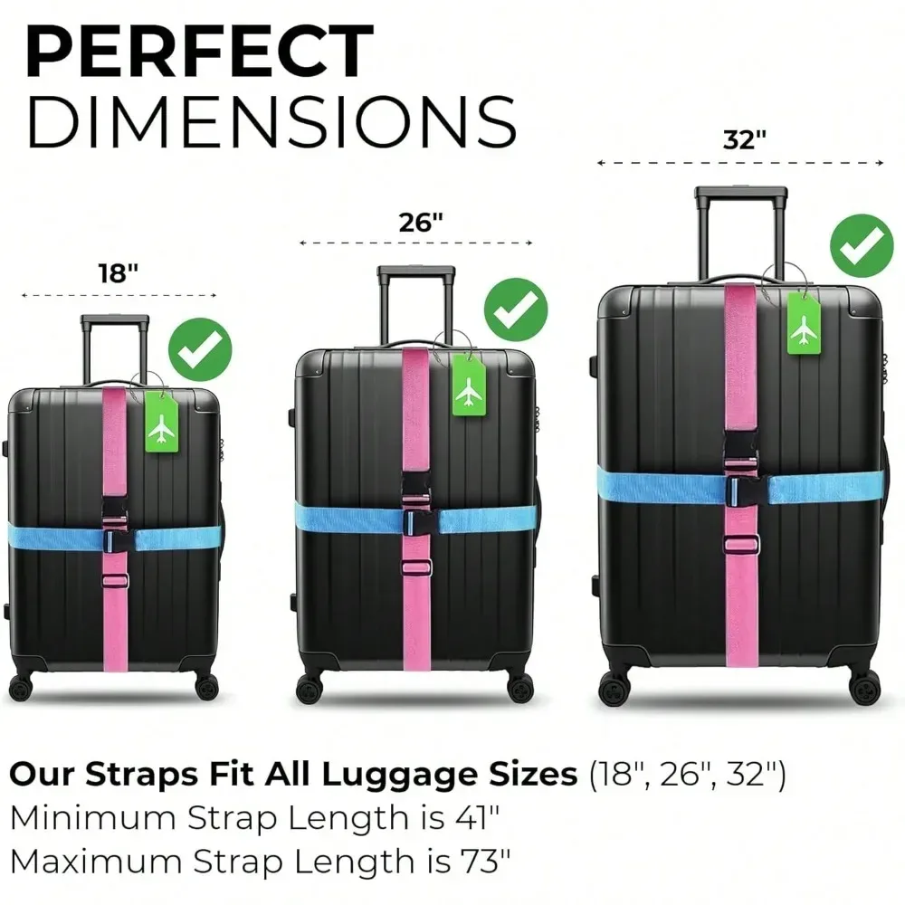 ceinture bagage nylon motif avion blanc fond rose voyage adaptation taille valises couleurs variées étiquette tag correspondant
