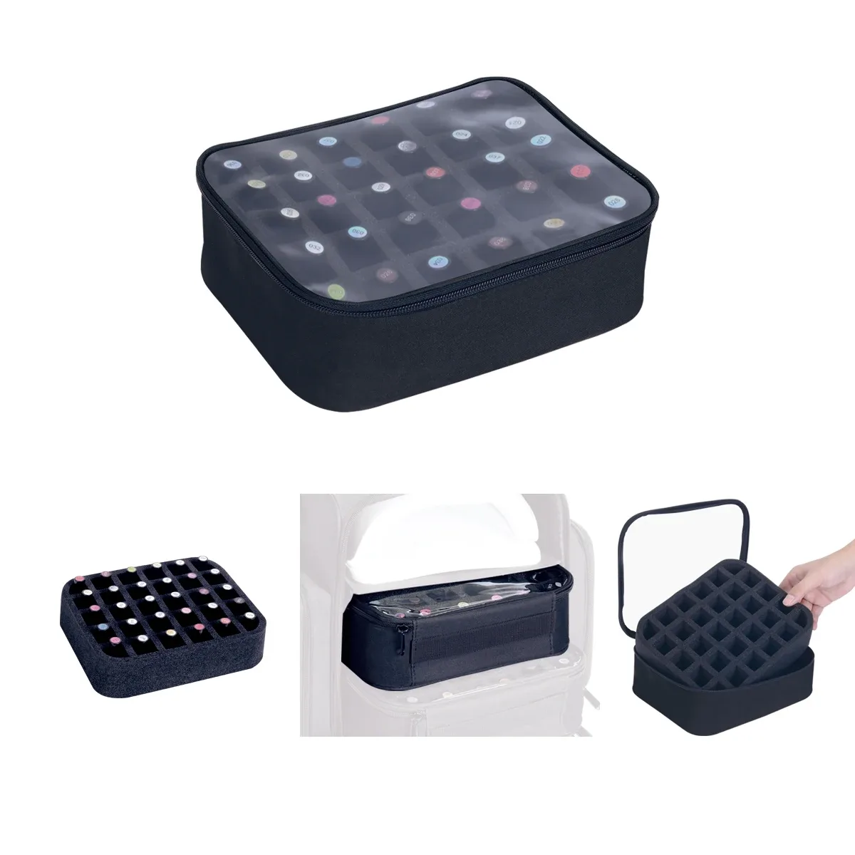 organisateur de vernis à ongles de grande capacité de 30 bouteilles – trousse de maquillage élégante et portable avec séparateurs amovibles, peut contenir jusqu'à 15 ml/0,5 fl.oz