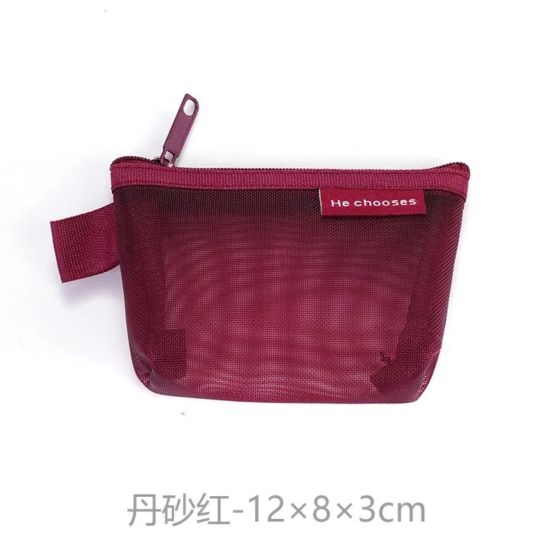 mini sacs à cosmétiques en maille de nylon transparent avec fermeture éclair, petits sacs de maquillage pour rouge à lèvres, pochette pour ligne de données, étui organisateur pour clé d'écouteurs