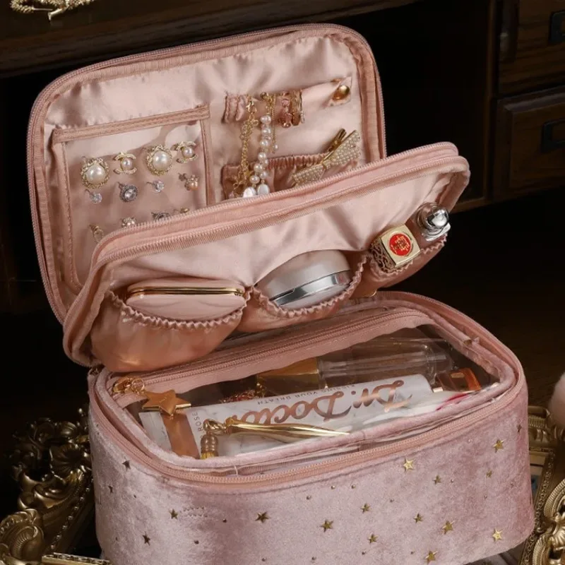sac de maquillage portable pour femmes, organiseur de cosmétiques de grande capacité, sac de rangement pour produits de soin de la peau, trousse de toilette pour les voyages et les déplacements professionnels