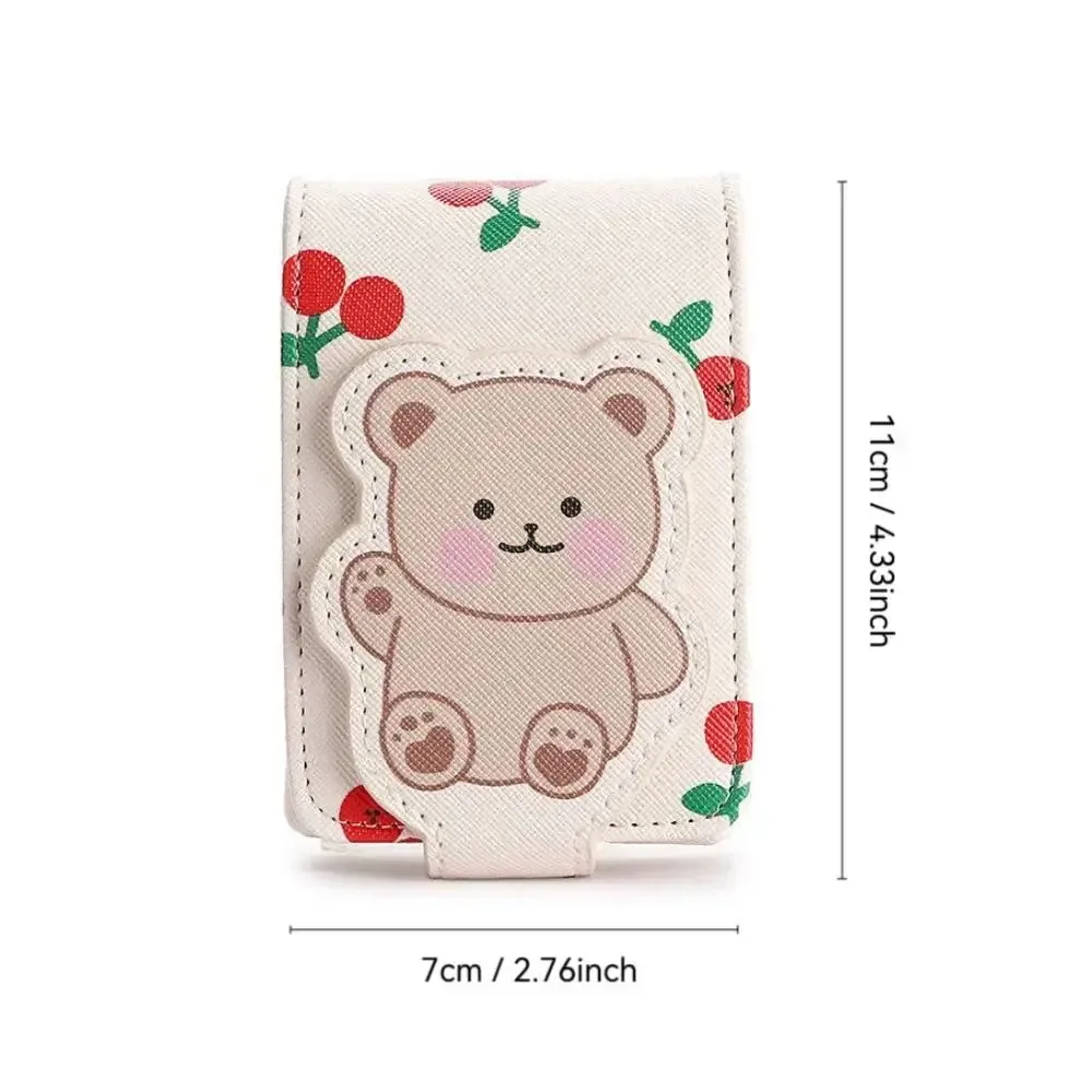 étui de rangement pour rouge à lèvres fashion cherry bear pour femmes, étui de voyage pour rouge à lèvres avec miroir, porte-rouge à lèvres en cuir pour filles