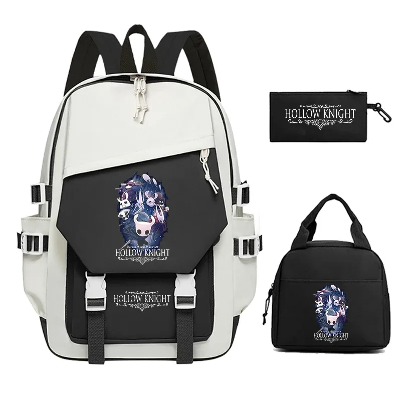sac dos nylon hollow knight motif dessin animé blanc noir décontracté 20 35 litres bandoulière arquée fermeture éclair usage voyage école sport