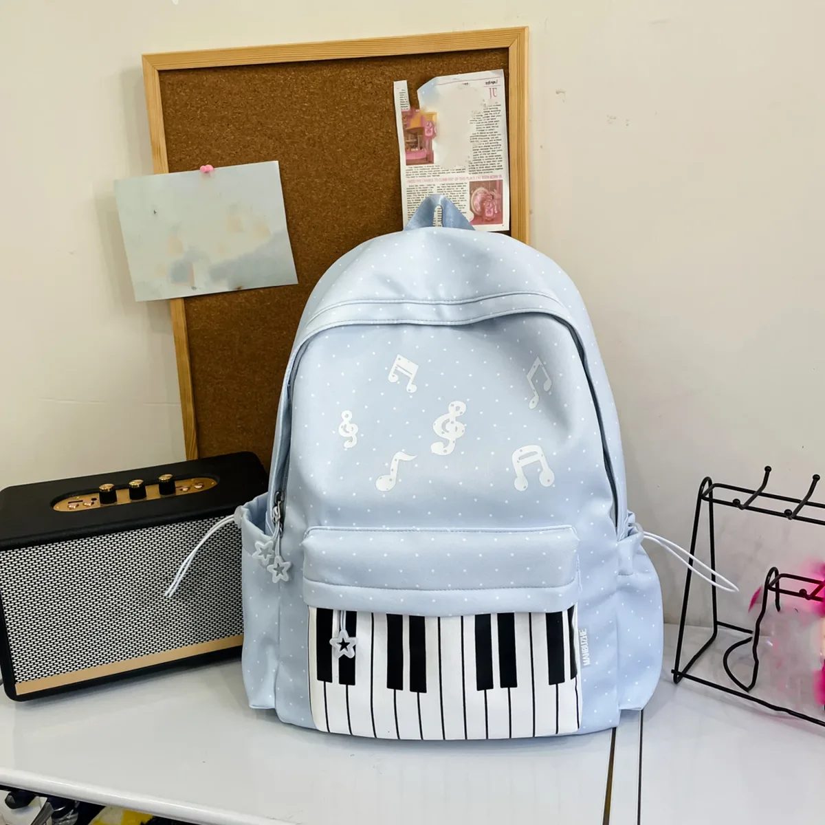 sac à dos à thème piano, sacs à dos élégants pour ordinateur portable, sac à dos décontracté à motif piano, sacs à dos scolaires à pois pour femmes et filles