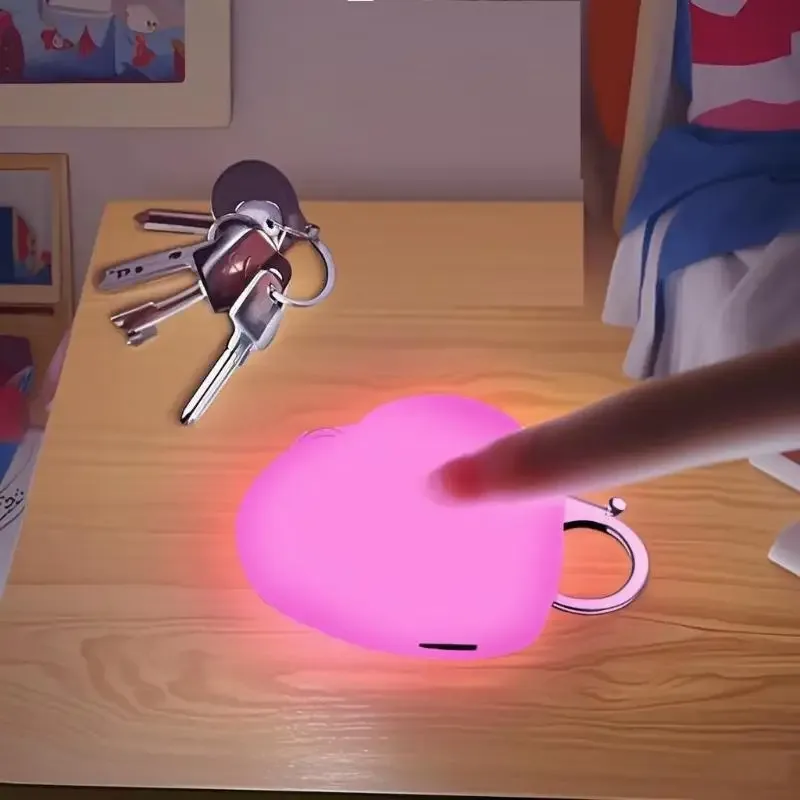 porte-clés veilleuse led en forme de cœur, rechargeable par usb, lumière douce pour la décoration de sac à dos, cadeaux pour filles, utilisation nocturne