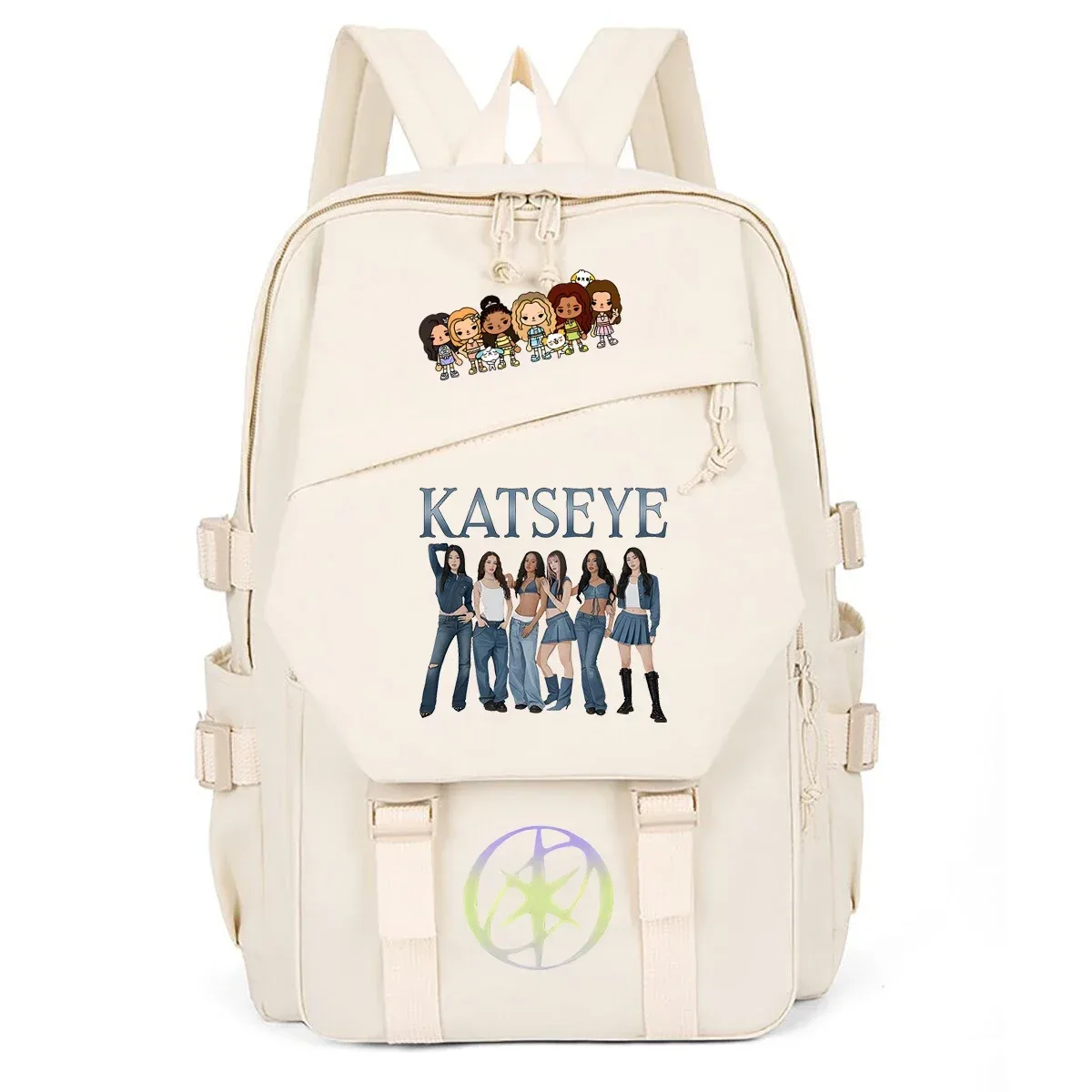 sac à dos katseye multi-poches pour hommes et femmes, sac à dos de voyage décontracté, sac d'école kpop pour adolescentes