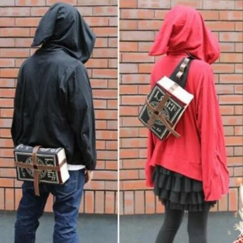 sac à bandoulière gothique en pu pour livre de sorts magiques, sac à dos tendance pour cosplay, réglable pour étudiants, nouveaux sacs à bandoulière rétro