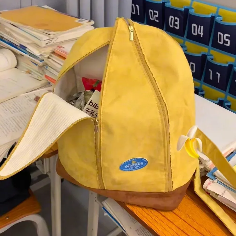 sac à dos mignon jaune banane 2026 – nouveau cartable polyvalent pour étudiant, sac de voyage décontracté de niche, sac à dos quotidien pour l'extérieur