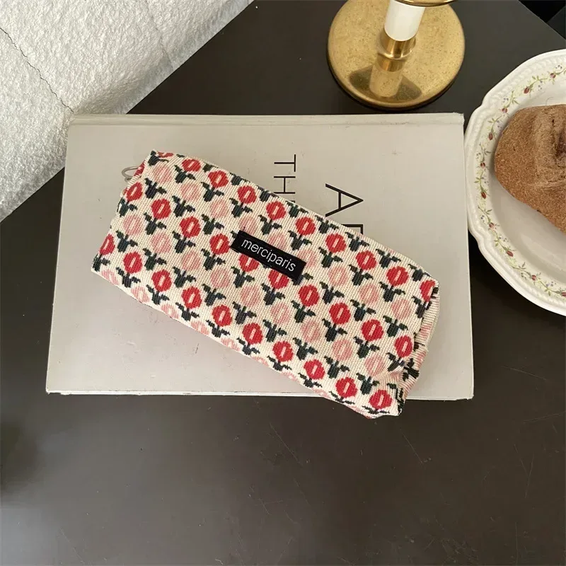 trousse de toilette de voyage en velours côtelé pour femme, pochette à rouge à lèvres, porte-monnaie, sac de rangement, sacs à maquillage, trousse scolaire, étui à maquillage