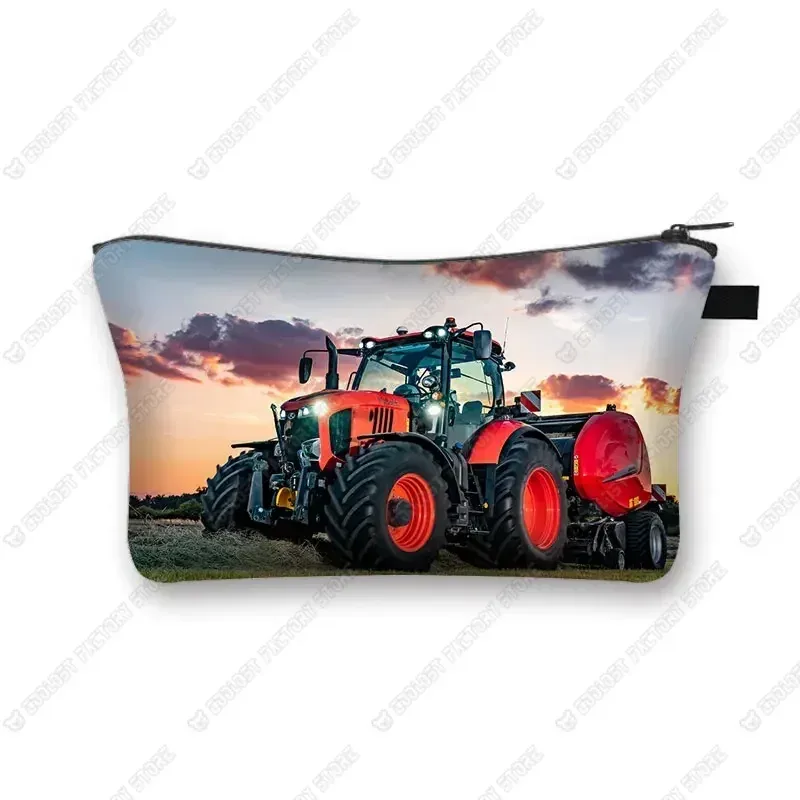 trousse de maquillage de ferme pour femme, jeu avec le tracteur, boîte de maquillage, stockage de poudres, portefeuille pour femme, étui cosmétique, récolte