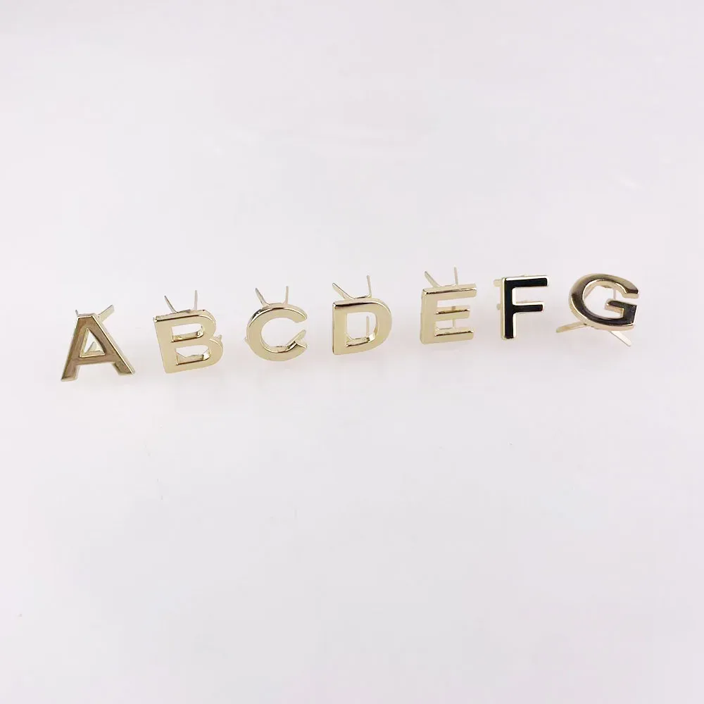 rivets métalliques anglais 26 lettres, 5 pièces, clous à griffes pour sacs, vêtements, chapeaux, décor en cuir, alphabets, artisanat fait à la main