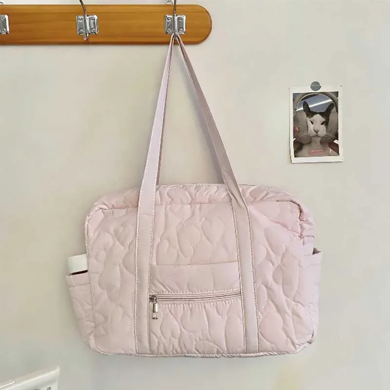 sac de voyage décontracté sous le bras, sac de voyage, style coréen, couleur unie, sac à main pour maman, sacs fourre-tout, sacs de rangement de voyage en forme de cœur, sacs pour femmes, bolsas