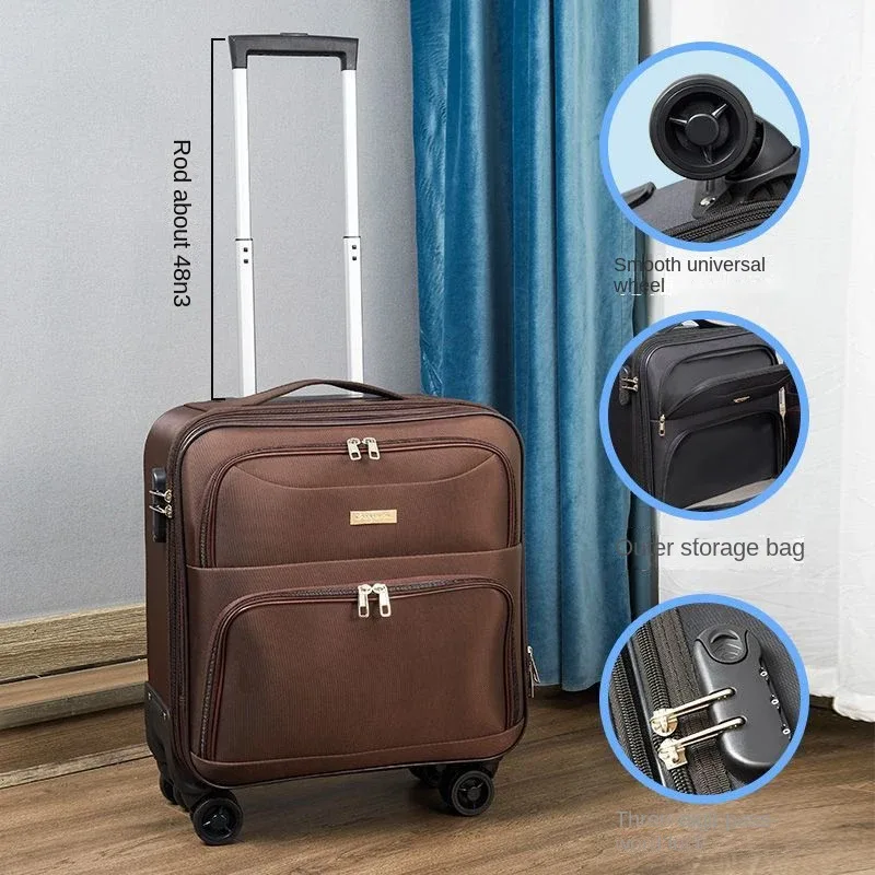 16 18 pouces oxford tissu bagages petite valise légère mot de passe embarquement valise de voyage roue universelle mini boîte en cuir, maleta viaje cabina