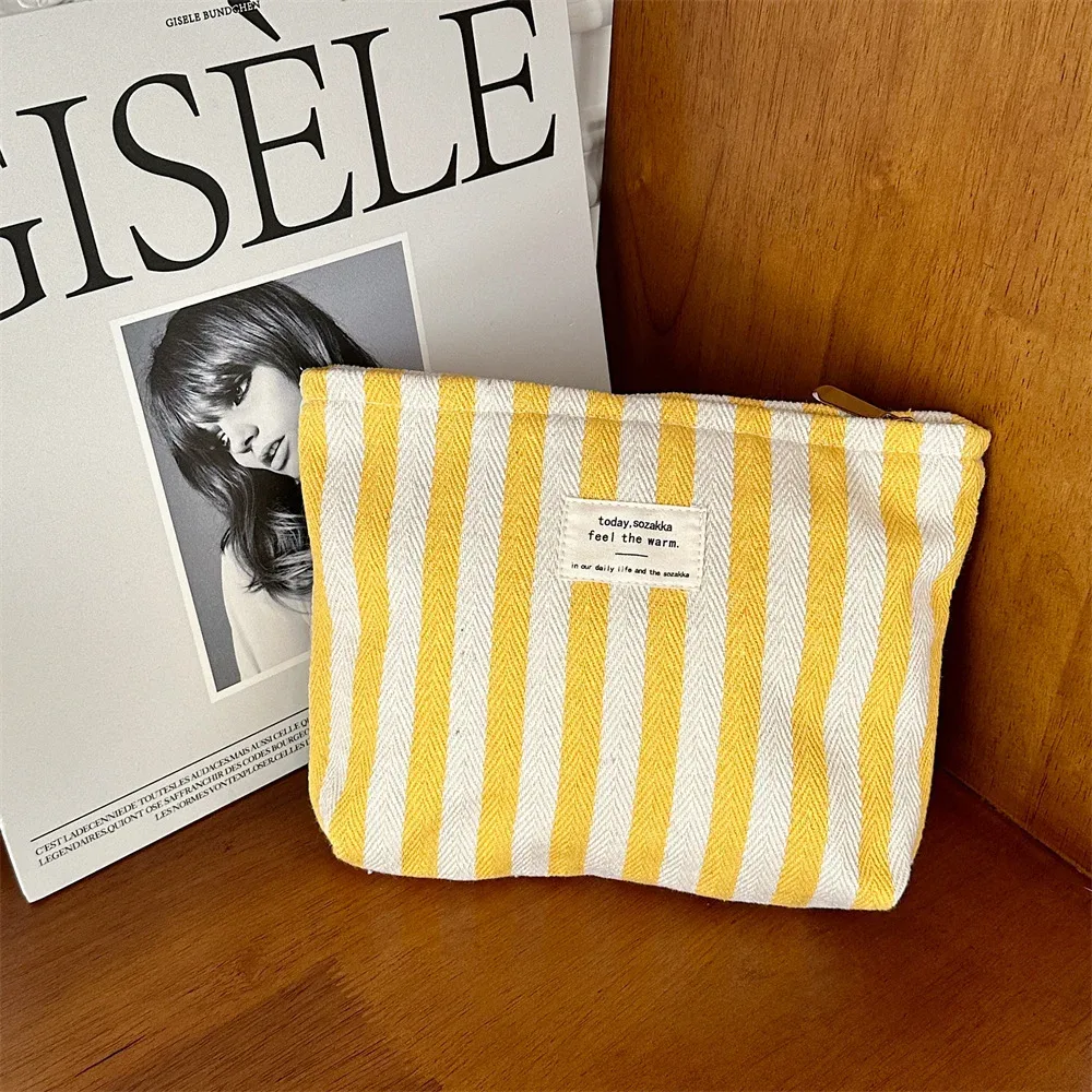 sac à cosmétiques à rayures, sac à cosmétiques étanche pour femmes, petit sac de rangement, étui de maquillage, pochette de voyage organisateur pour dames