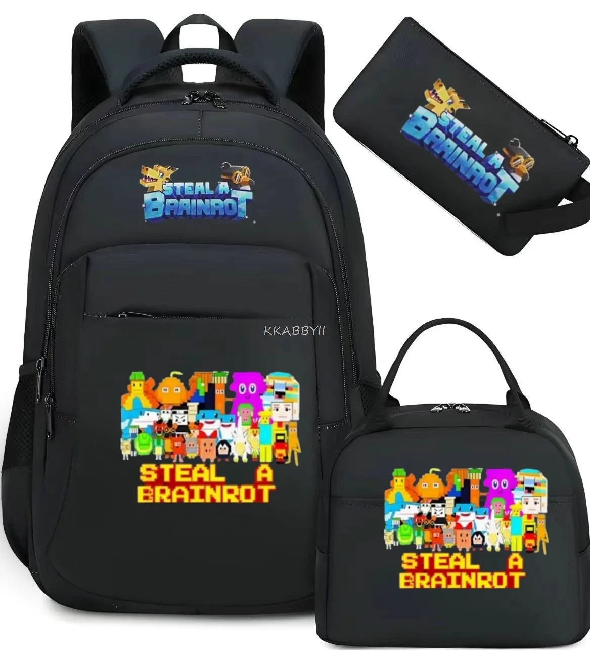 sac à dos steal a brainrot avec sac à lunch pour adolescents et étudiants, ensemble de voyage décontracté et confortable