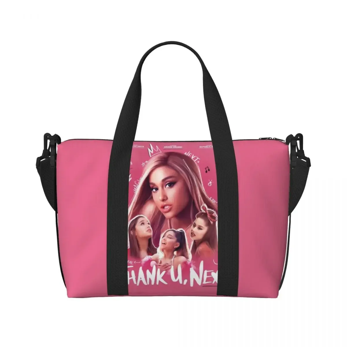 sac fourre-tout personnalisé ariana grande pop music pour femmes, sacs de voyage de grande capacité pour chanteur américain, plage, gymnastique