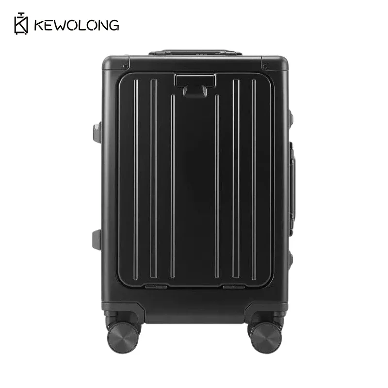 nouvelle valise en alliage d'aluminium et de magnésium à ouverture frontale, 20/24 pouces, bagage à roulettes entièrement métallique et durable.
