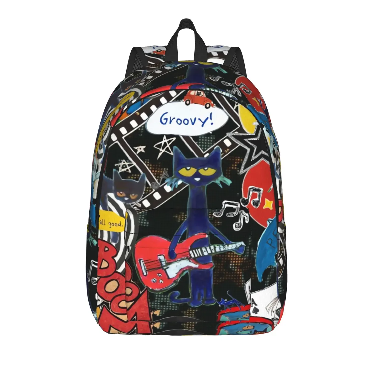 sac à dos pete le chat et ses chaussures blanches, sacs à dos d'entraînement unisexes en polyester, légers et élégants, sacs à dos pour lycée