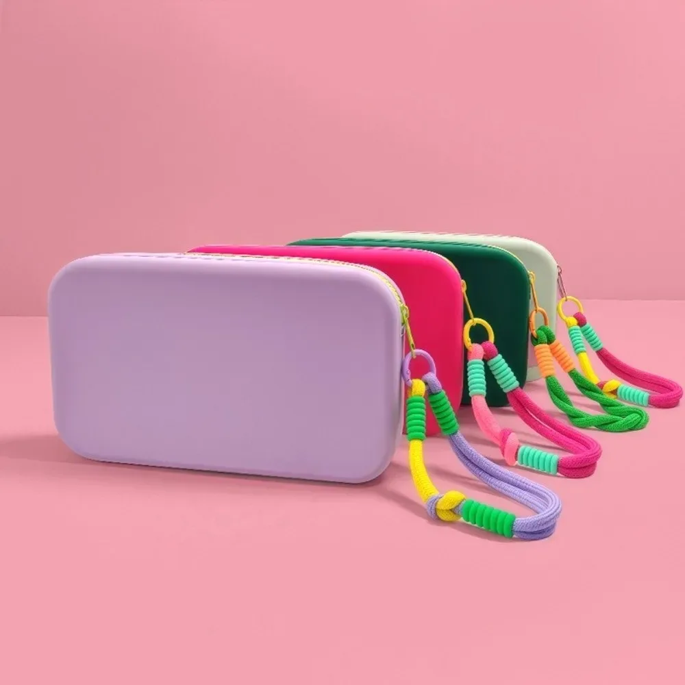 Pochette de maquillage en silicone carrée, grande capacité, étanche, avec fermeture éclair, sac de rangement pour écouteurs et clés pour femmes et filles