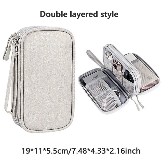 sac de rangement multi-couches pour accessoires numériques, anti-poussière, pour alimentation électrique, disque dur, batterie externe et câbles de données