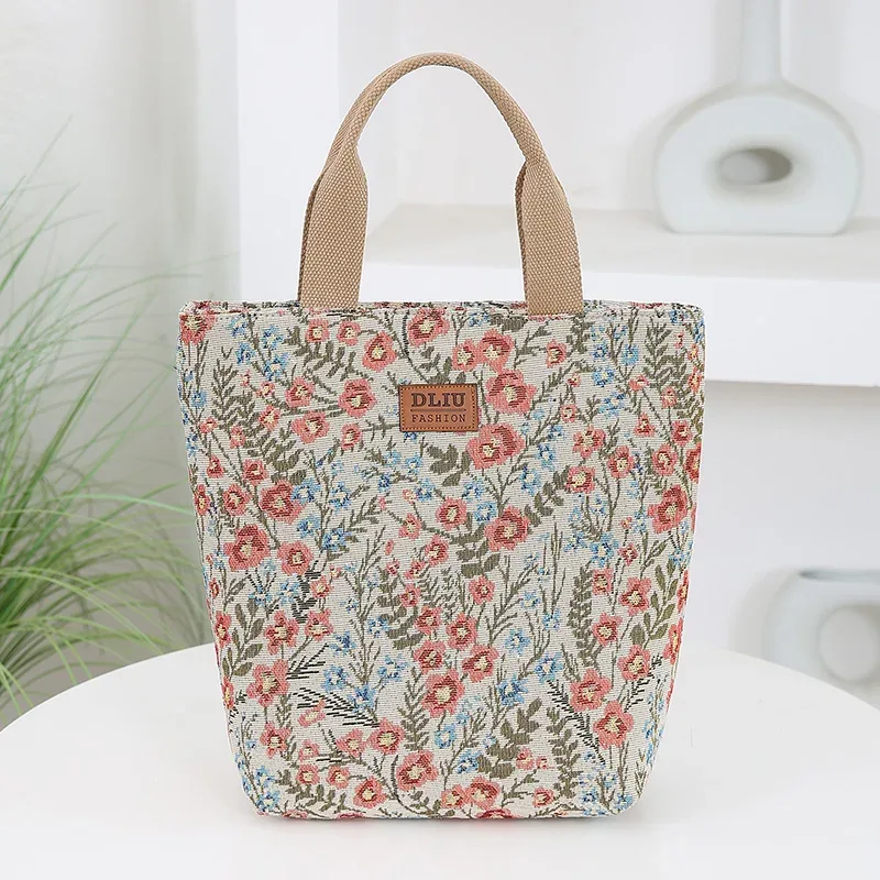 nouveau sac à main en tissu jacquard tricoté grande capacité, sac de rangement portable de type seau pour le travail, sac de sortie quotidien pour maman