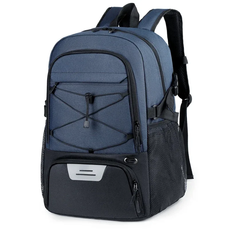 sac de sport à bande réfléchissante pour ordinateur portable 15.6 pouces, pour hommes et femmes, sac à dos de basket-ball de sport 35l avec compartiment à chaussures