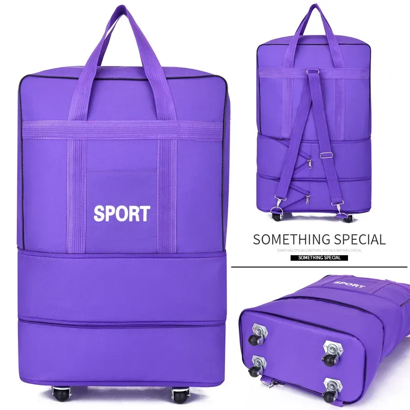 sac à bagages de voyage à air vérifié, roue universelle pliable, rangement mobile, oxford, cubes d'emballage étanches