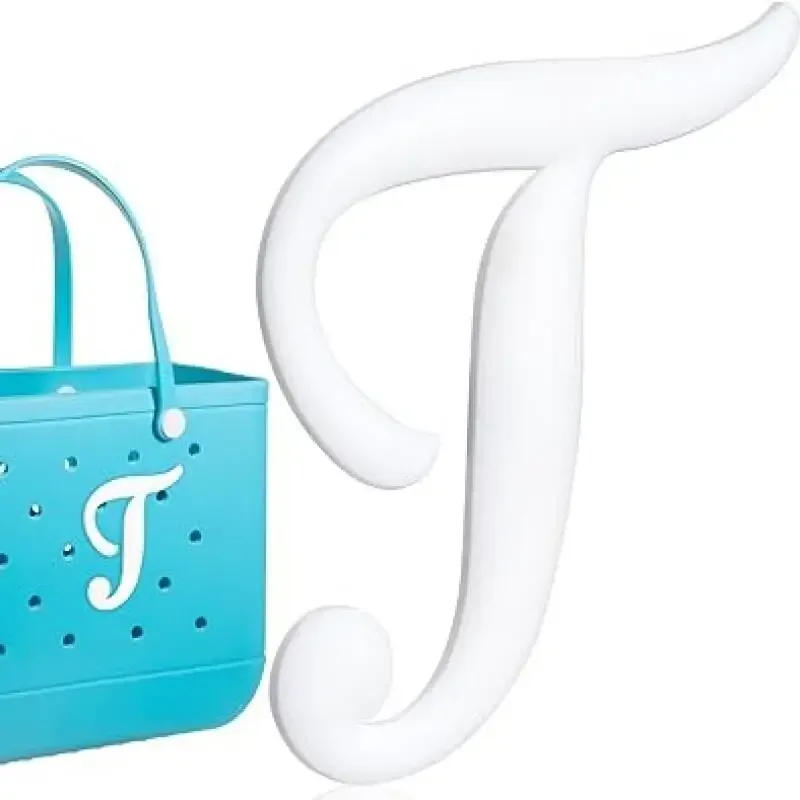 1pc lettre décorative pour sac à main, lettres de l'alphabet de couleur blanche accessoires de décoration lettres de l'alphabet 3d pour sac fourre-tout de plage