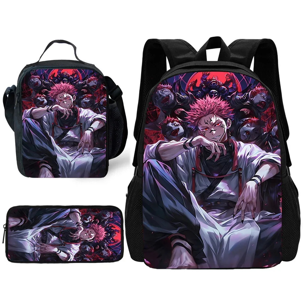 sac à dos d'école pour enfants, anime j-jujutsus k-kaisens, avec sacs à déjeuner, sacs à crayons, sacs d'école pour garçons et filles, meilleur cadeau