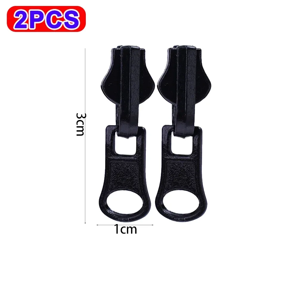 2-10 pièces fermetures à glissière rotatives double face veste robe sac bagages têtes de fermeture à glissière en métal kit de réparation fermeture éclair de remplacement de traction noire