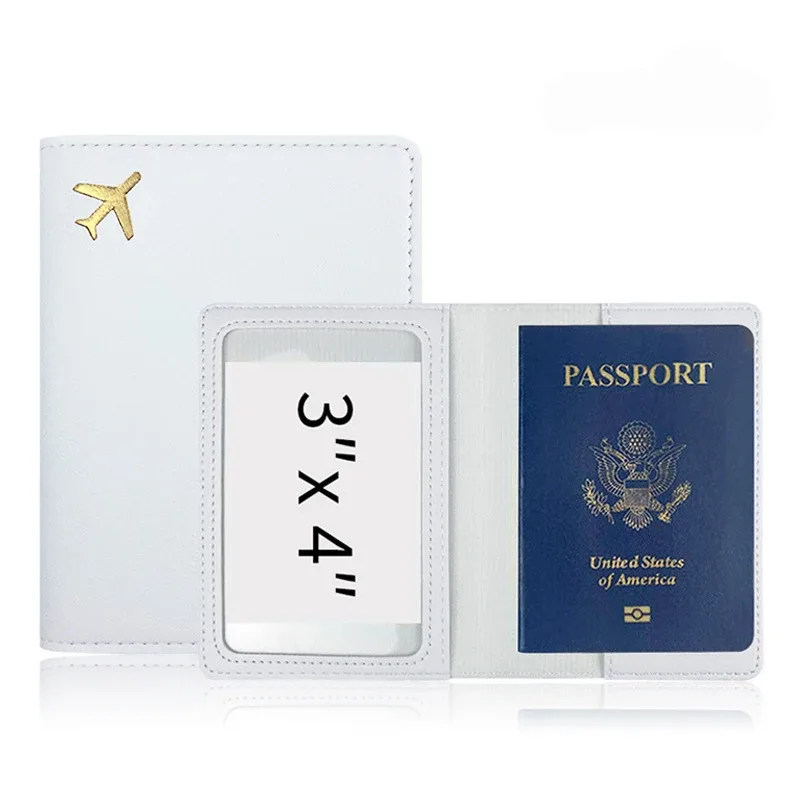 porte-passeport avec initiales personnalisées, couverture d'accessoires de voyage en avion doré, nom personnalisé, cadeau de mariage, logo de l'entreprise, manchon de passeport