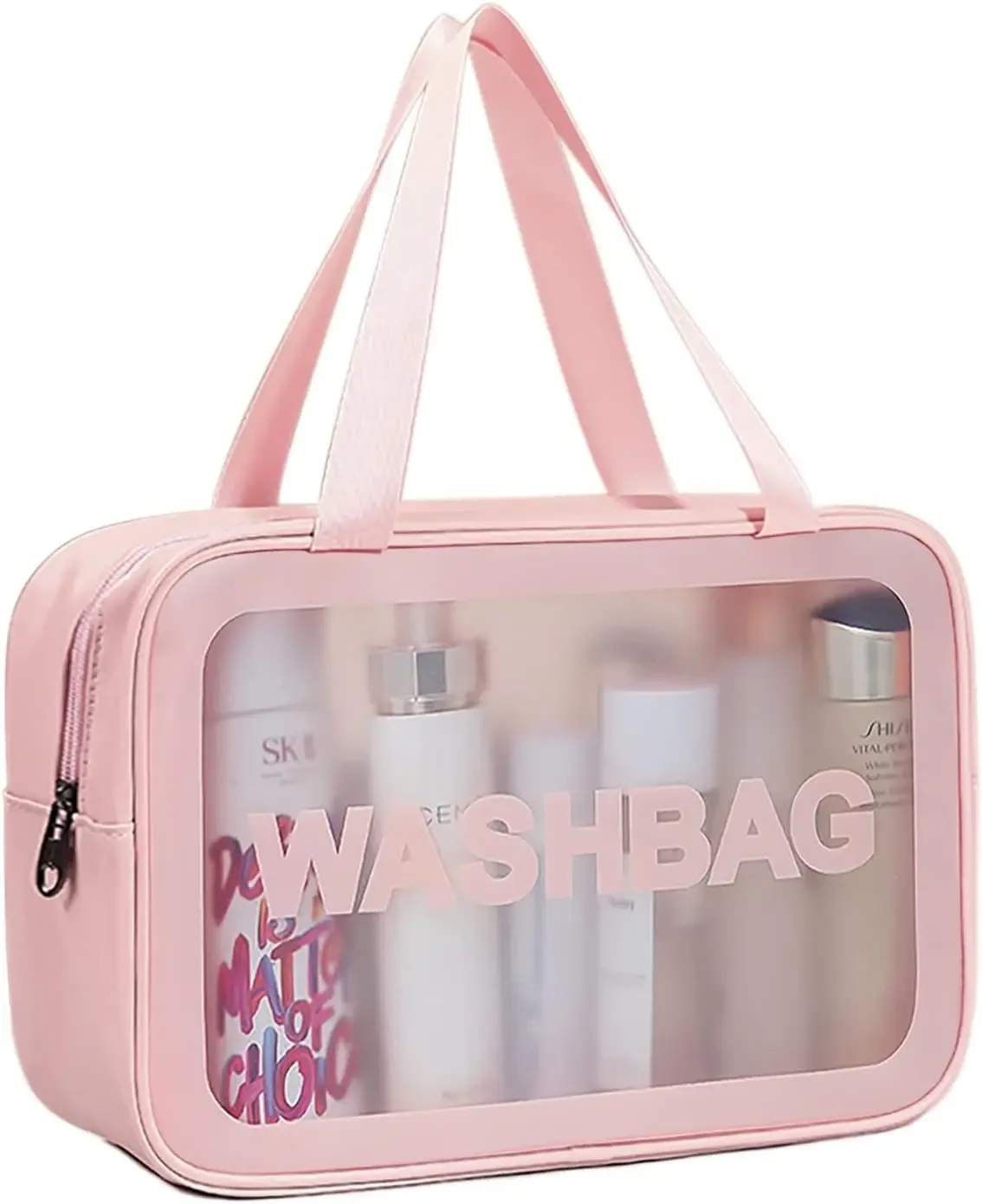 sacs à main de rangement de maquillage anti-poussière de grande capacité, sacs de voyage transparents en pvc à la mode, sac cosmétique portable étanche