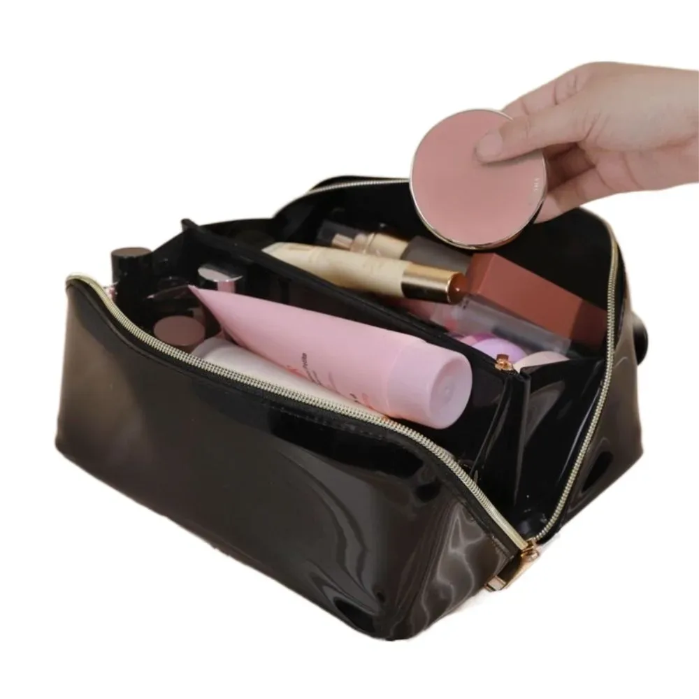 grande trousse de maquillage transparente en forme d'oreiller avec fermeture éclair, sac de toilette pour femme, imperméable, poignée supérieure, sacs de toilette transparents