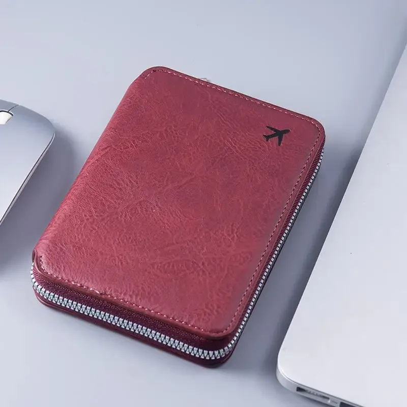 porte-passeport zippé portable, grande capacité, organisateur de cartes d'identité et de billets de voyage, porte-monnaie durable et portable pour les voyages de vacances