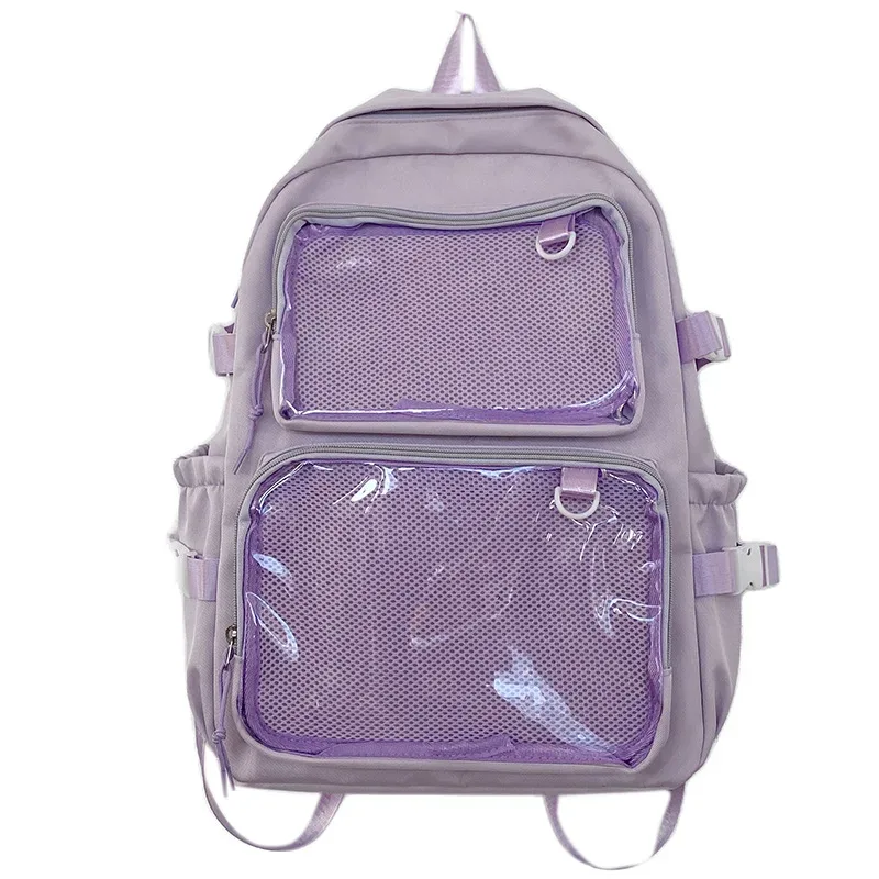 sac à dos ita en nylon transparent pour étudiants, sac à dos pour ordinateur portable de grande capacité, 2 poches transparentes pour affichage à épingles, sac à bandoulière pour femme, japon