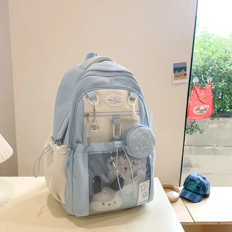 sac à dos pour filles, nouvelle mode, doux et mignon, grand sac d'école à cordon de serrage pour étudiantes, sac à bandoulière de voyage coréen y2k pour lycée