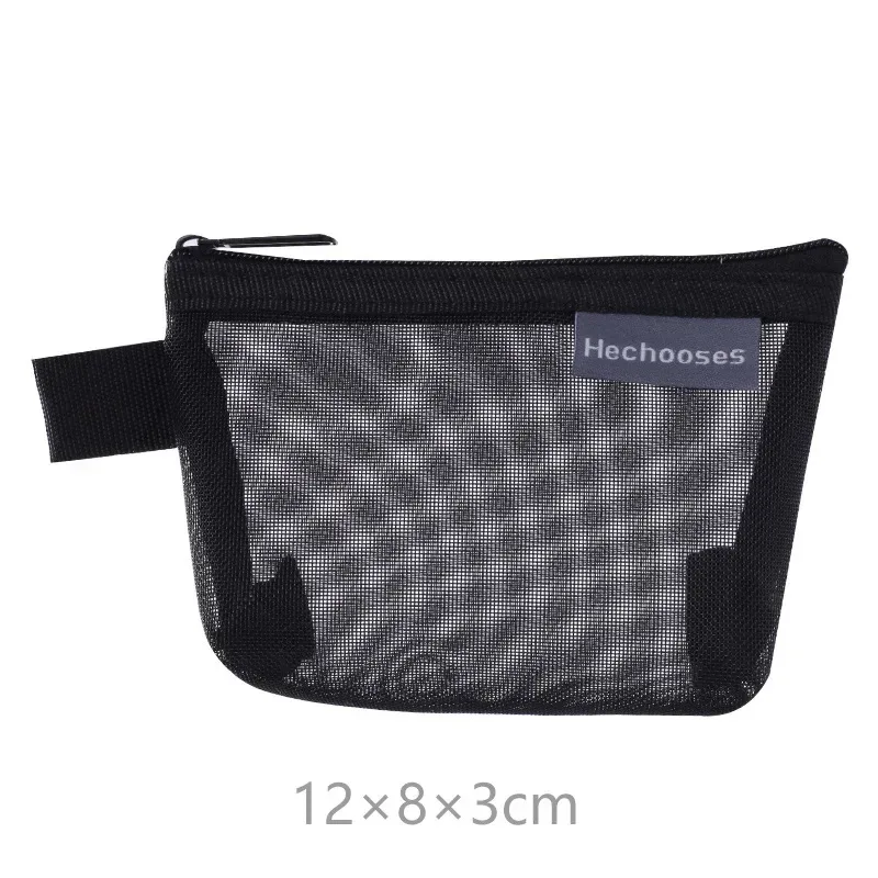 mini sacs à cosmétiques en maille de nylon transparent avec fermeture éclair, petits sacs de maquillage pour rouge à lèvres, pochette pour ligne de données, étui organisateur pour clé d'écouteurs