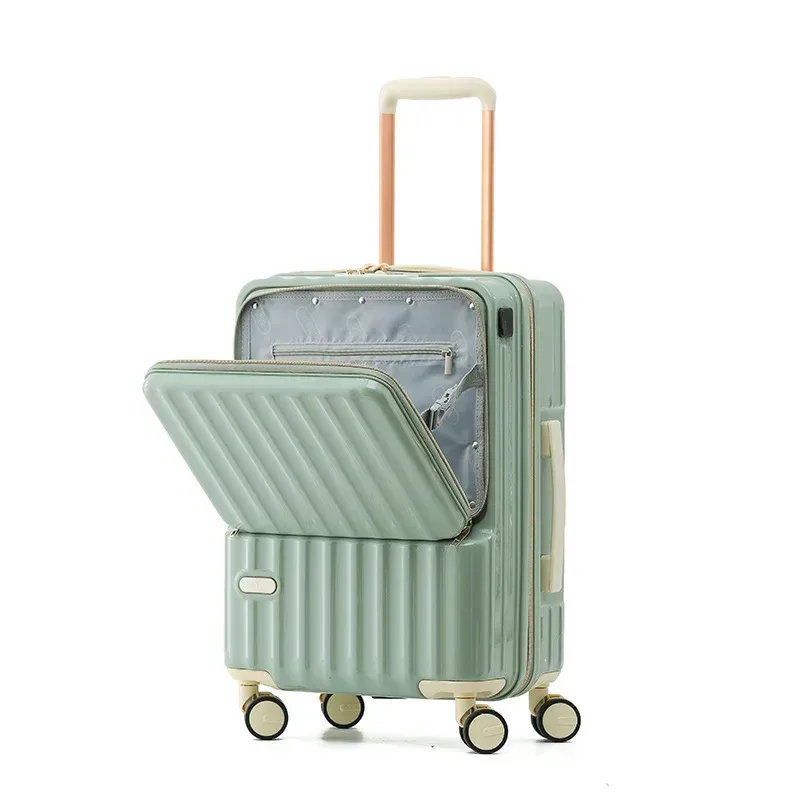 klqdzms valise à roulettes 20"24 pouces en abs+pc avec serrure à code, compartiment et ouverture frontale, étui de transport portable pour ordinateur portable.