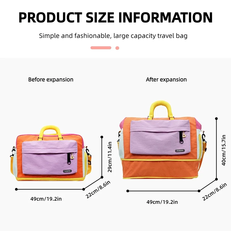 sac de voyage tendance couleur dopamine, sac de sport avec compartiment à chaussures, idéal pour le yoga, les courts séjours, la salle de sport, les escapades de week-end