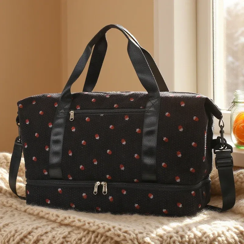 sac fourre-tout de voyage en velours côtelé, sac de voyage de grande capacité avec compartiment à chaussures, sacs de sport et de fitness pour femmes