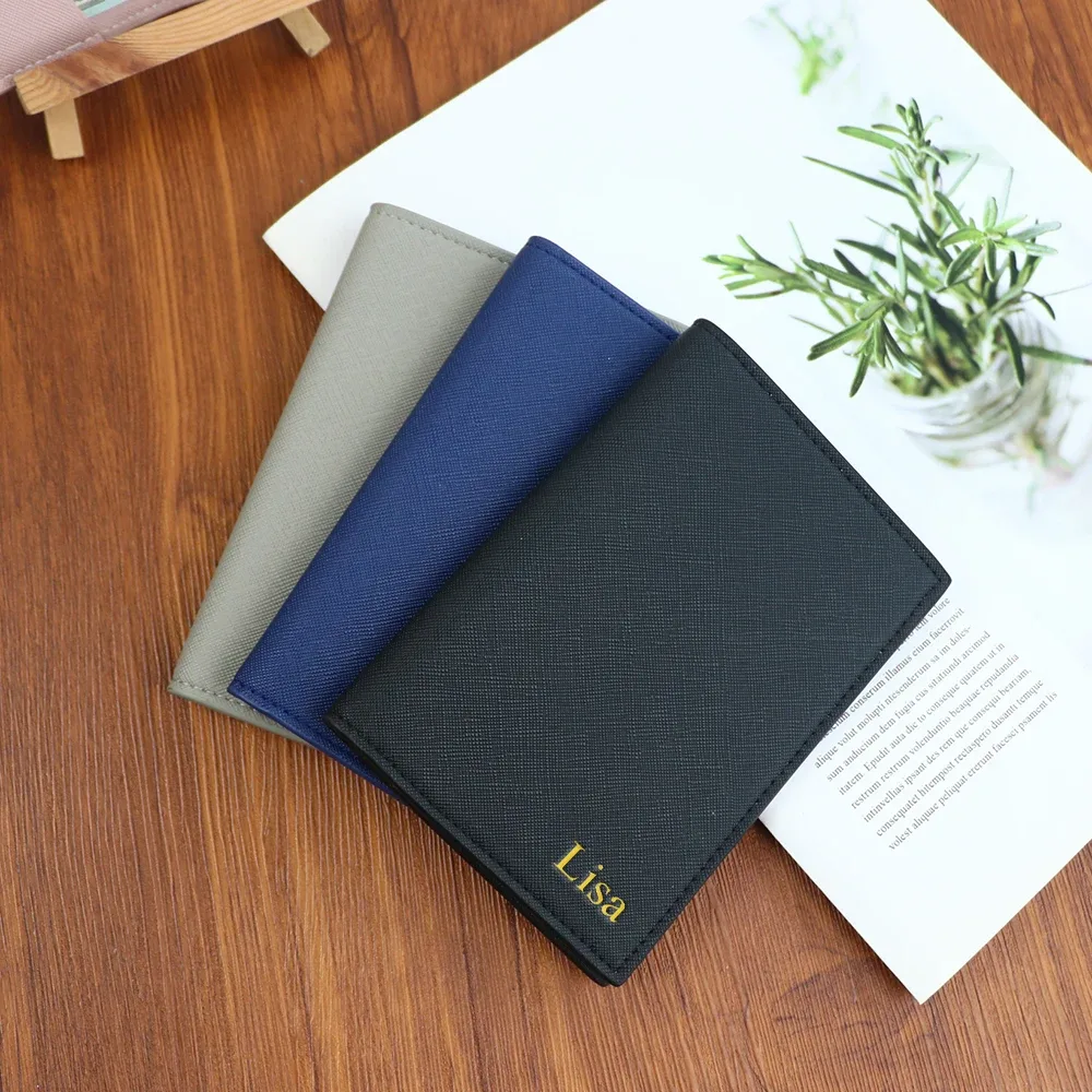 porte-passeport personnalisé en cuir pu avec étui de protection pour carte d'identité, pochette de rangement pour monnaie et cartes bancaires, sac de voyage pour passeport