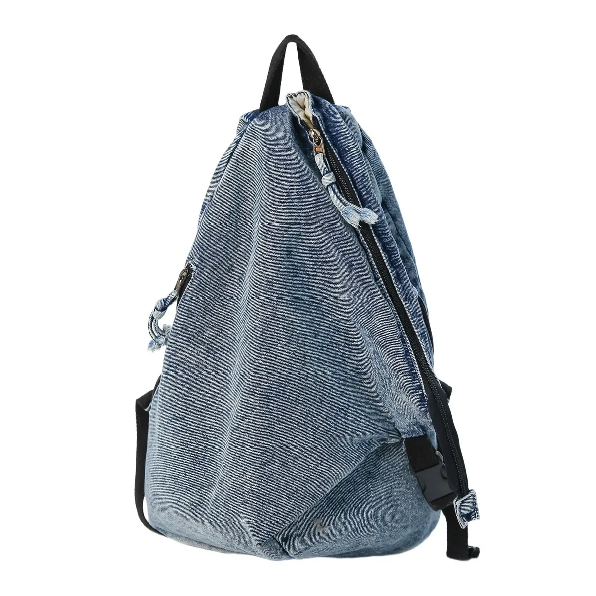sacs à dos en denim vintage délavé au design irrégulier pour femme, pour les voyages en plein air, décontractés, légers, pour l'école