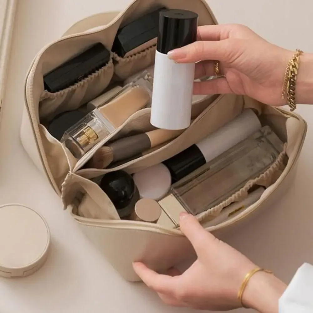 Sac à cosmétiques de voyage de maquillage Portable de grande capacité, organisateur avec fentes pour brosses, séparateurs, mallette de rangement multifonction