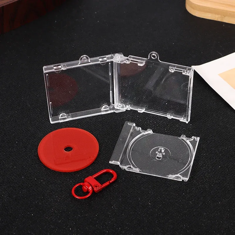 porte-clés album souvenir vierge, mini étui cd, breloque en forme de lecteur cd, breloques diy pour sac à dos