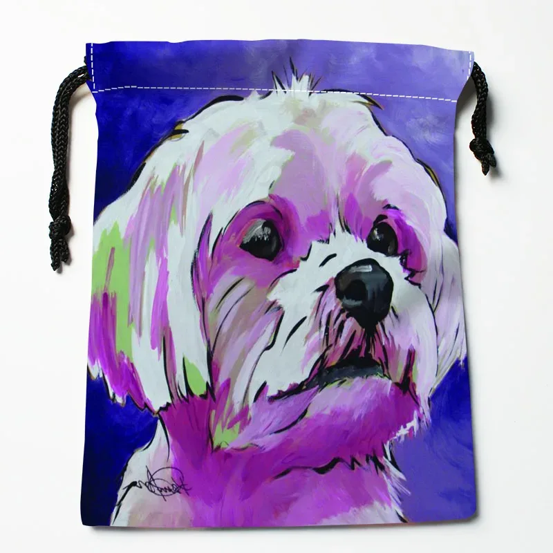 sac à cordon personnalisé pour peinture de chien shih tzu, 18x22cm, petit sac de voyage en tissu pour femmes, pochette cadeau de noël