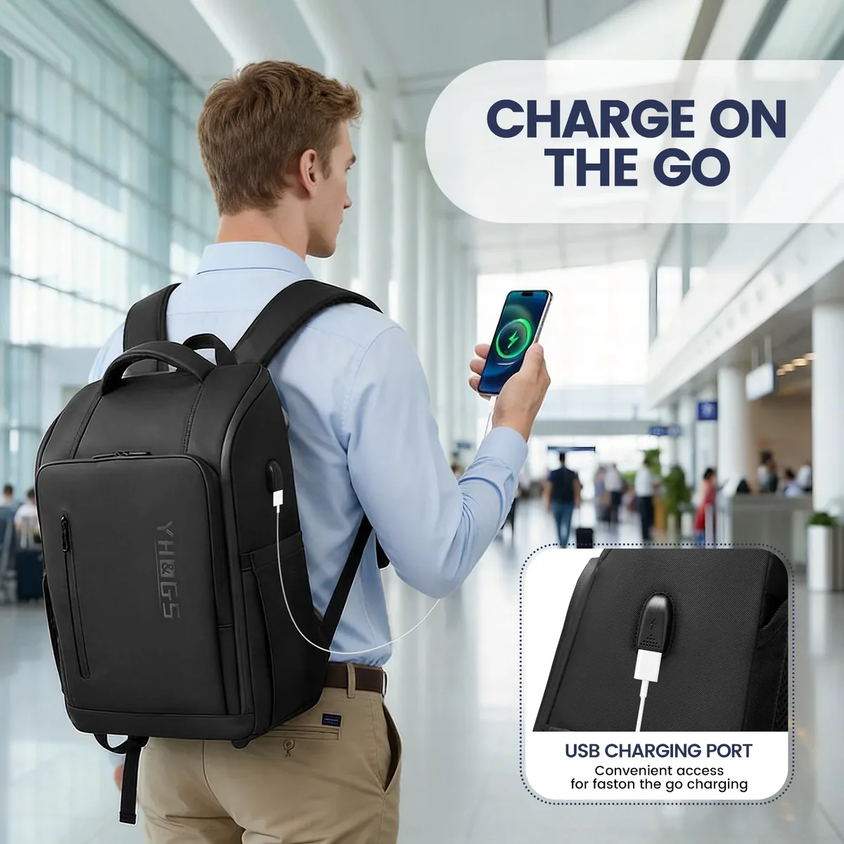 valise cabine 20 pouces à roulettes avec fonction sac à dos, pour femmes et hommes, bagage de voyage à roulettes avec port usb, sacs d'affaires