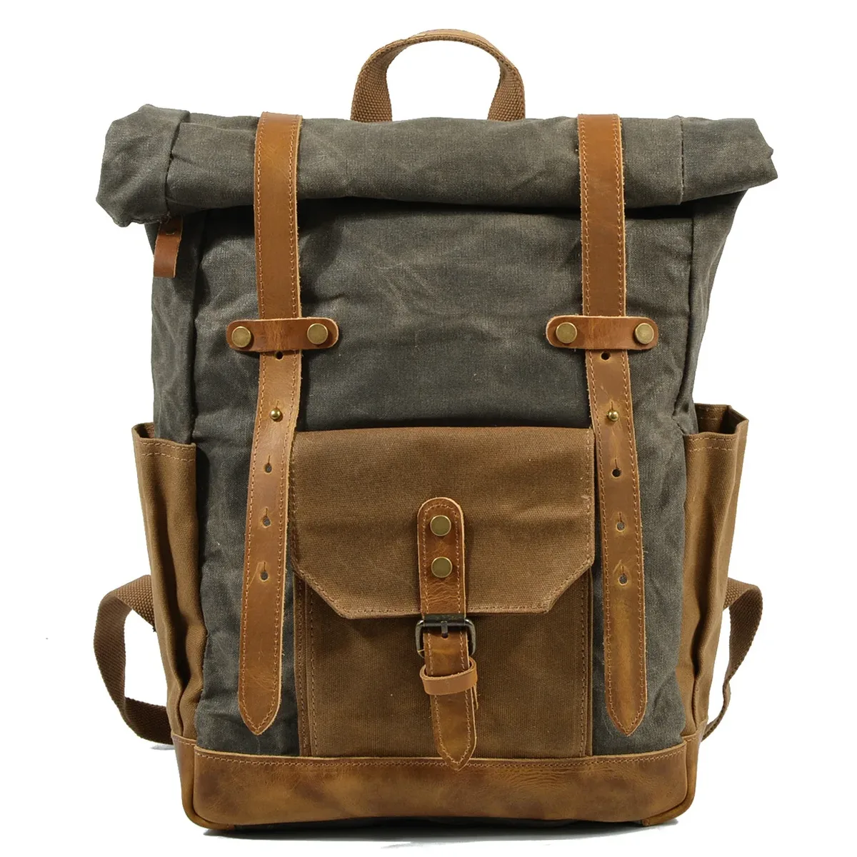 sacs à dos en toile vintage de luxe pour hommes, toile de cire d'huile, sac à dos de voyage en cuir, grands sacs de jour imperméables rétro