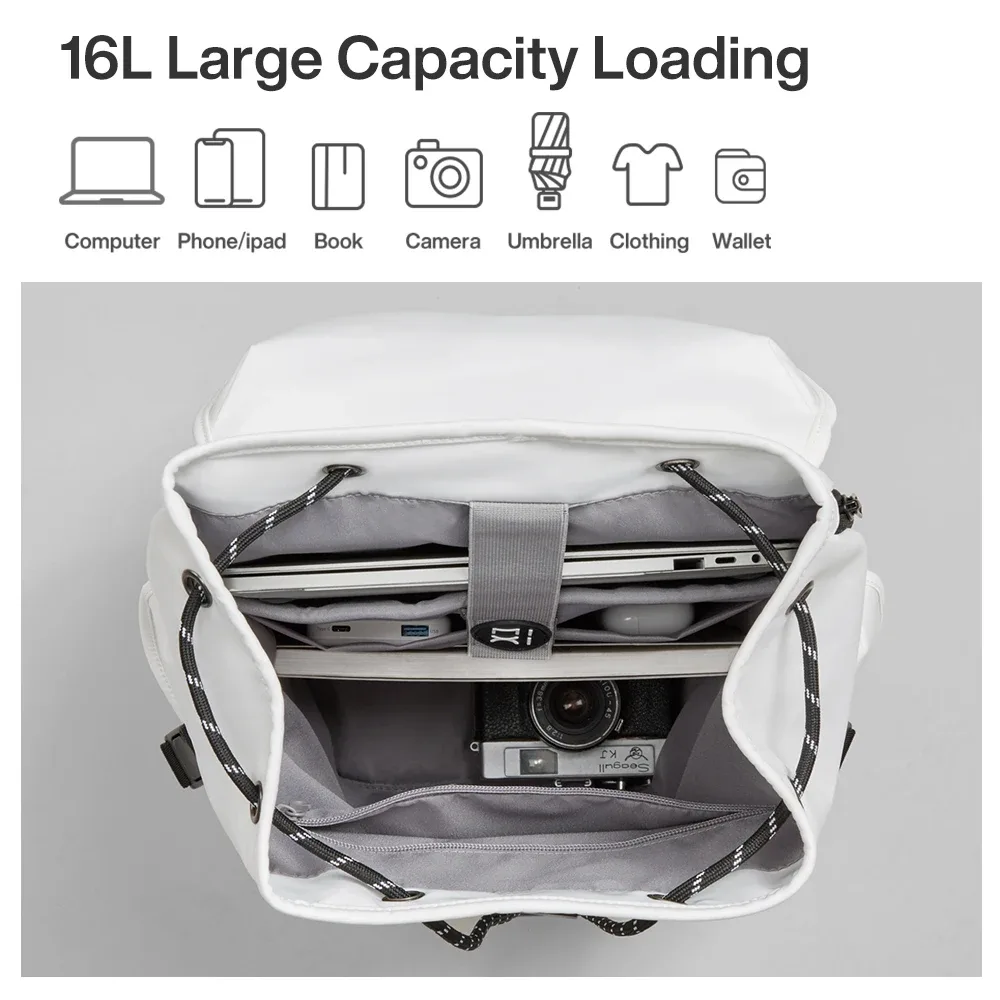 mixi – sac à dos pour ordinateur portable 16 pouces, pour femmes et hommes, léger et étanche, décontracté, de voyage, de week-end, pour étudiants, 17 pouces, blanc
