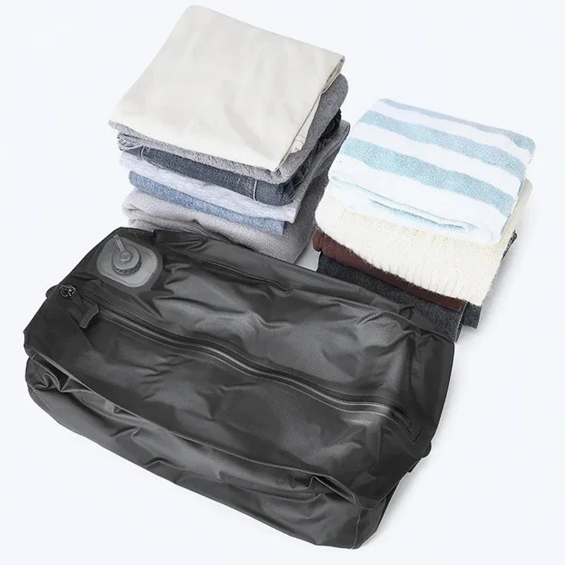 sac sous vide automatique (pompe à air à l'intérieur) sac de rangement réutilisable sac de compression de voyage pliant en plein air pour valises sac à dos bagages